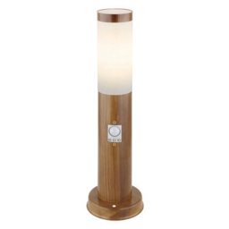 Luminosa Lighting Luminosa Boston Pir Outdoor Pedestal Light Wood Look Ip44 1X E27