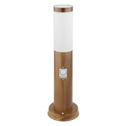 Luminosa Lighting Luminosa Boston Pir Outdoor Pedestal Light Wood Look Ip44 1X E27 Dawn Dusk Sensor - thumbnail 2