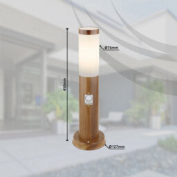 Luminosa Lighting Luminosa Boston Pir Outdoor Pedestal Light Wood Look Ip44 1X E27 Dawn Dusk Sensor - thumbnail 6