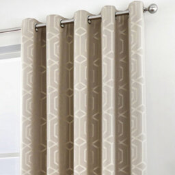 Curtina Camberwell Modern Geo Jacquard Stone Eyelet Curtains - thumbnail 2