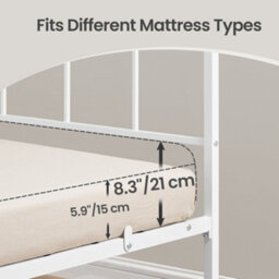 Ledrem Metal Bed Frame, 90 X 190 Cm, Platform Bed With Headboard And Slats, Easy Assembly, Bedroom Furniture, White - thumbnail 5