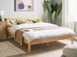 Beliani Bed Pine Wood Tannay 180 X 200 Cm (Eu Super King) Light Brown - thumbnail 2