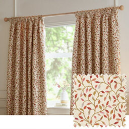 Voyage Maison Voyage Cervino Leaf Jacquard Pencil Pleat Curtain Pair, Rednut, (W) 229Cm X (D) 183Cm - thumbnail 1