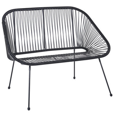 Beliani Garden Bench Acapulco Ii 113 Cm Pe Rattan Black - image 1