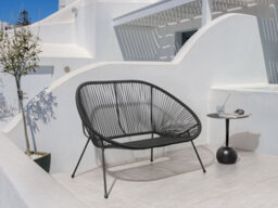 Beliani Garden Bench Acapulco Ii 113 Cm Pe Rattan Black - thumbnail 2