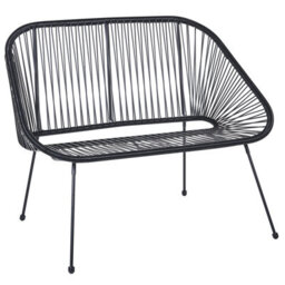 Beliani Garden Bench Acapulco Ii 113 Cm Pe Rattan Black - thumbnail 1