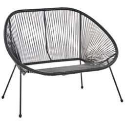 Beliani Garden Bench Acapulco Ii 113 Cm Pe Rattan Black - thumbnail 4