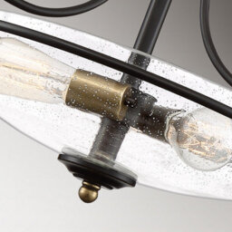 Luminosa Lighting Elstead Quoizel Griffin Bowl Semi Flush Ceiling Light Palladian Bronze With Weathered Brass Accents - thumbnail 4