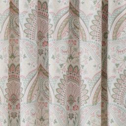 Dreams & Drapes Palais Jacobean Damask Inspired Print Green Pencil Pleat Curtains With Tie-Backs - thumbnail 3