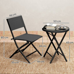 Outsunny 3 Pieces Outdoor Bistro Set, Glass Top Table And Chairs, Black - thumbnail 3