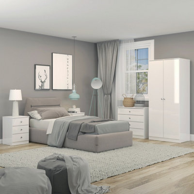 Seconique Denver 2 Door Wardrobe Bedroom Set - White Gloss - image 1