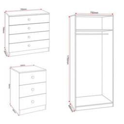Seconique Denver 2 Door Wardrobe Bedroom Set - White Gloss - thumbnail 9