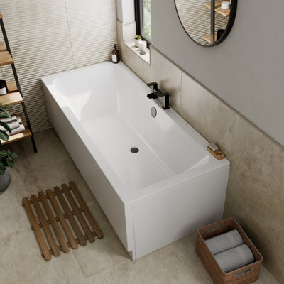 Affine 1700 X 750mm Double Ended Square Bath Side & End Panels White Acrylic Bathroom - image 1