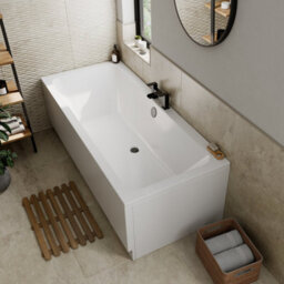 Affine 1700 X 750mm Double Ended Square Bath Side & End Panels White Acrylic Bathroom - thumbnail 1