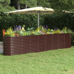 Walplus Garden Raised Bed Galvanised Steel 332X40X68 Cm Brown