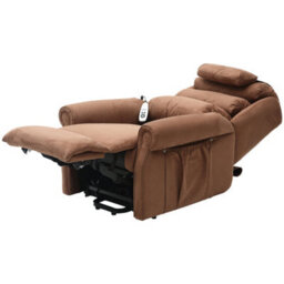 Loops Comfortable Dual Motor Rise And Recline Armchair With Waterfall Pillow In Brown Suedette Fabric - thumbnail 2