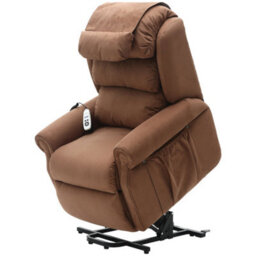 Loops Comfortable Dual Motor Rise And Recline Armchair With Waterfall Pillow In Brown Suedette Fabric - thumbnail 3