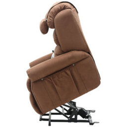 Loops Comfortable Dual Motor Rise And Recline Armchair With Waterfall Pillow In Brown Suedette Fabric - thumbnail 6
