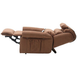 Loops Comfortable Dual Motor Rise And Recline Armchair With Waterfall Pillow In Brown Suedette Fabric - thumbnail 5
