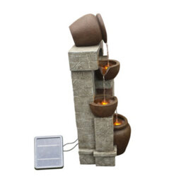 Teamson Home Garden Outdoor Water Feature, Solar Powered Water Fountain, 4-Tier Cascading Bowl Design, With Led Lights - thumbnail 6
