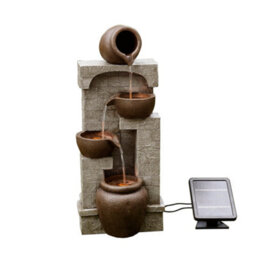 Teamson Home Garden Outdoor Water Feature, Solar Powered Water Fountain, 4-Tier Cascading Bowl Design, With Led Lights - thumbnail 5
