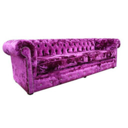 Chesterfield Crystal 4 Seater Lustro Glamour Pink Velvet Fabric Sofa In Classic Style - thumbnail 3
