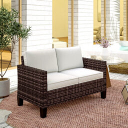 Outsunny Rattan Sofa With Cushions, 2 Seater Garden Furniture, Brown - thumbnail 8