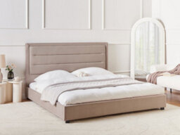Beliani Bed Velvet Rouen 180 X 200 Cm (Eu Super King) Taupe - thumbnail 2