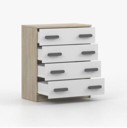 Arte Modern Oak Sonoma And White Chest H930mm W800mm D400mm - Grey Handles For Contemporary Spaces - thumbnail 3