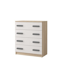 Arte Modern Oak Sonoma And White Chest H930mm W800mm D400mm - Grey Handles For Contemporary Spaces - thumbnail 1