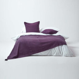 Homescapes Cotton Rajput Ribbed Purple Cushion Cover, 45 X 45 Cm - thumbnail 4