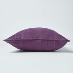 Homescapes Cotton Rajput Ribbed Purple Cushion Cover, 45 X 45 Cm - thumbnail 2