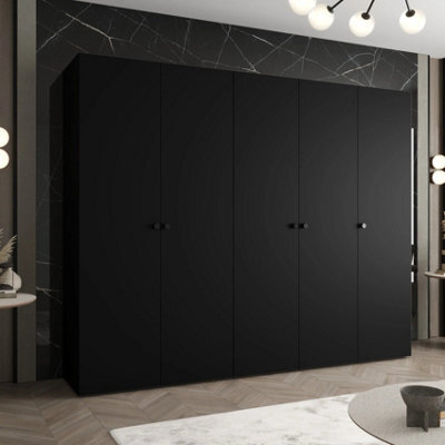 Arte Parma I 250Cm Black Hinged Door Wardrobe - Statement Storage With Sleek Urban Appeal - image 1