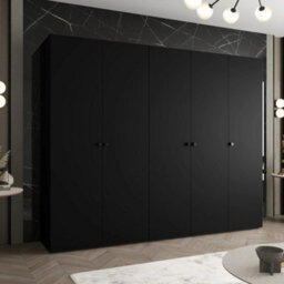 Arte Parma I 250Cm Black Hinged Door Wardrobe - Statement Storage With Sleek Urban Appeal - thumbnail 1
