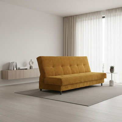 Enduro Xiv Modern Sofa Bed Has Click Clack Sleep Function Built In Bedding Storage And Comfortable Sleeping Area Mustard - image 1
