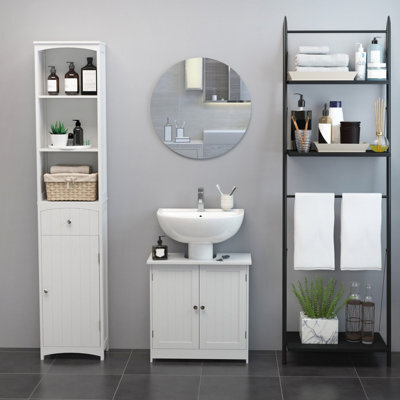 Homcom Basin Sink Vanity Cabinet Toilet Bathroom Shelf Door Storage Wooden - image 1