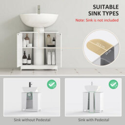 Homcom Basin Sink Vanity Cabinet Toilet Bathroom Shelf Door Storage Wooden - thumbnail 4