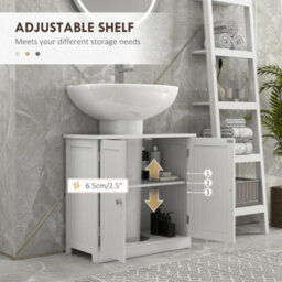 Homcom Basin Sink Vanity Cabinet Toilet Bathroom Shelf Door Storage Wooden - thumbnail 5