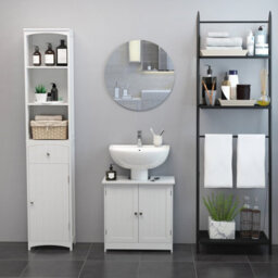 Homcom Basin Sink Vanity Cabinet Toilet Bathroom Shelf Door Storage Wooden