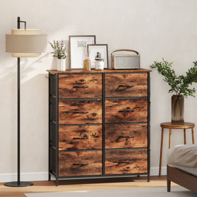 Homcom Fabric Chest Of Drawers, 8 Drawer Dresser For Bedroom, Rustic Brown - image 1