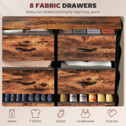 Homcom Fabric Chest Of Drawers, 8 Drawer Dresser For Bedroom, Rustic Brown - thumbnail 4