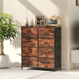 Homcom Fabric Chest Of Drawers, 8 Drawer Dresser For Bedroom, Rustic Brown - thumbnail 9