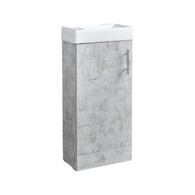 Homestylestore 400mm Concrete Grey Bathroom Vanity Unit With Basin - image 1