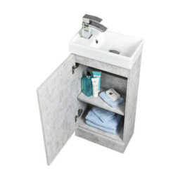 Homestylestore 400mm Concrete Grey Bathroom Vanity Unit With Basin - thumbnail 3