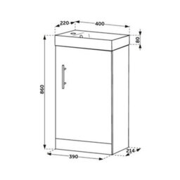 Homestylestore 400mm Concrete Grey Bathroom Vanity Unit With Basin - thumbnail 4
