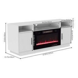 Living And Home Modern Wooden Mdf Tv Cabinet Fireplace Set, 30 Inch Built-In Fireplace,white,12 Flame Colors - thumbnail 8