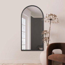 "Mirroroutlet Arcus - Black Framed Arched Leaner / Wall Mirror 55"" X 27.5"" (140Cm X 70Cm)"