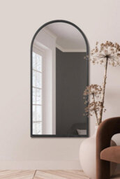 "Mirroroutlet Arcus - Black Framed Arched Leaner / Wall Mirror 55"" X 27.5"" (140Cm X 70Cm)" - thumbnail 2