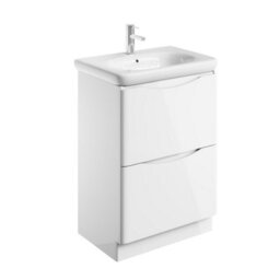 Plum&clay Eden Gloss White Floorstanding Vanity Unit With Round Resin Basin (W)640mm - thumbnail 4