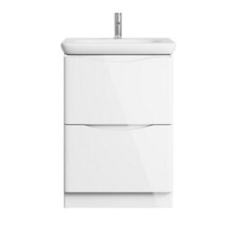 Plum&clay Eden Gloss White Floorstanding Vanity Unit With Round Resin Basin (W)640mm - thumbnail 5